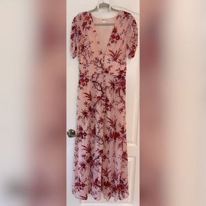 Pink floral maxi dress